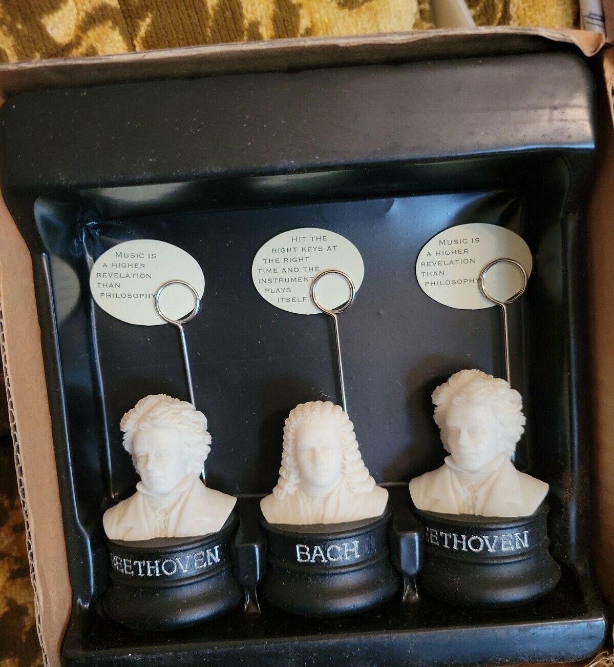  Great Composers Memo Holders Set of 3 Mozart Bach Beethoven New W/O Box