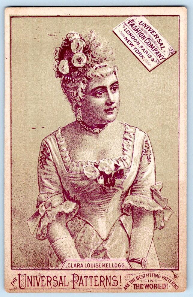 1880's BALTIMORE MD SPENCER FANCY GOODS PATTERNS CLARA LOUISE KELLOG TRADE CARD