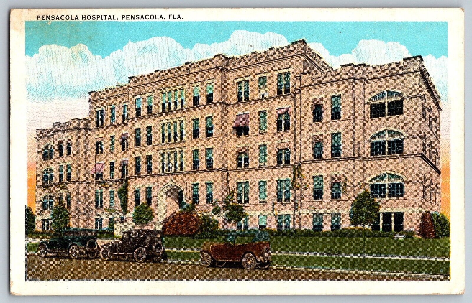 Pensacola, Florida FL - Building of Pensacola Hospital - Vintage Postcards