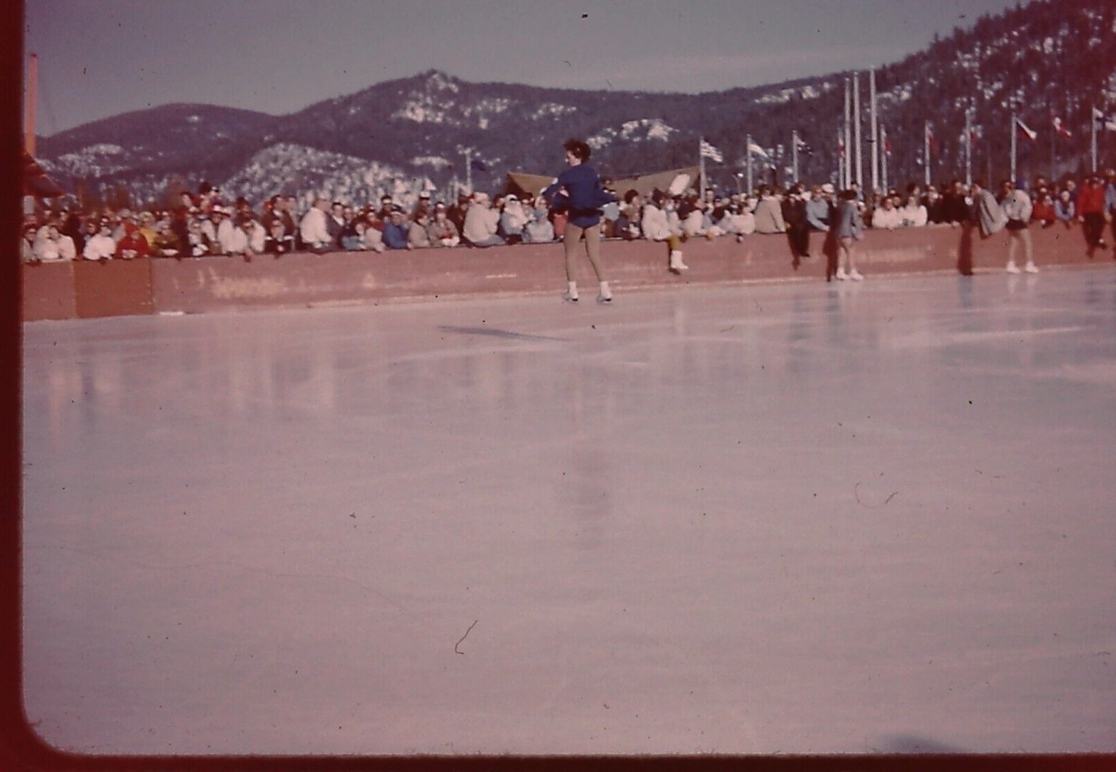 February 1960 35 MM Slide Squaw Valley Ice Figure Skater Back Mid-Air CA Olympic