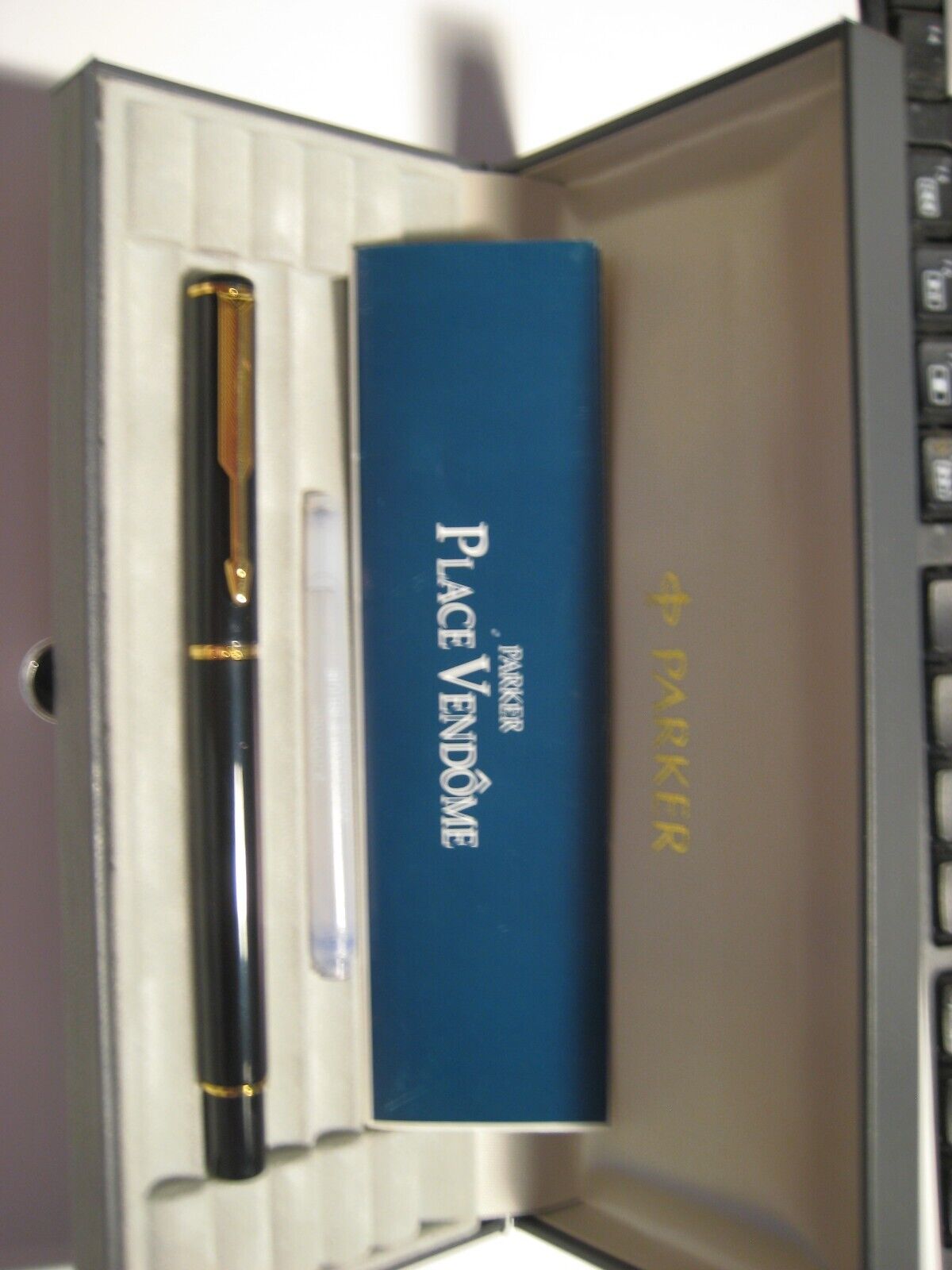 Parker Place Vendome Black and Gold Fountain Pen as Pictured