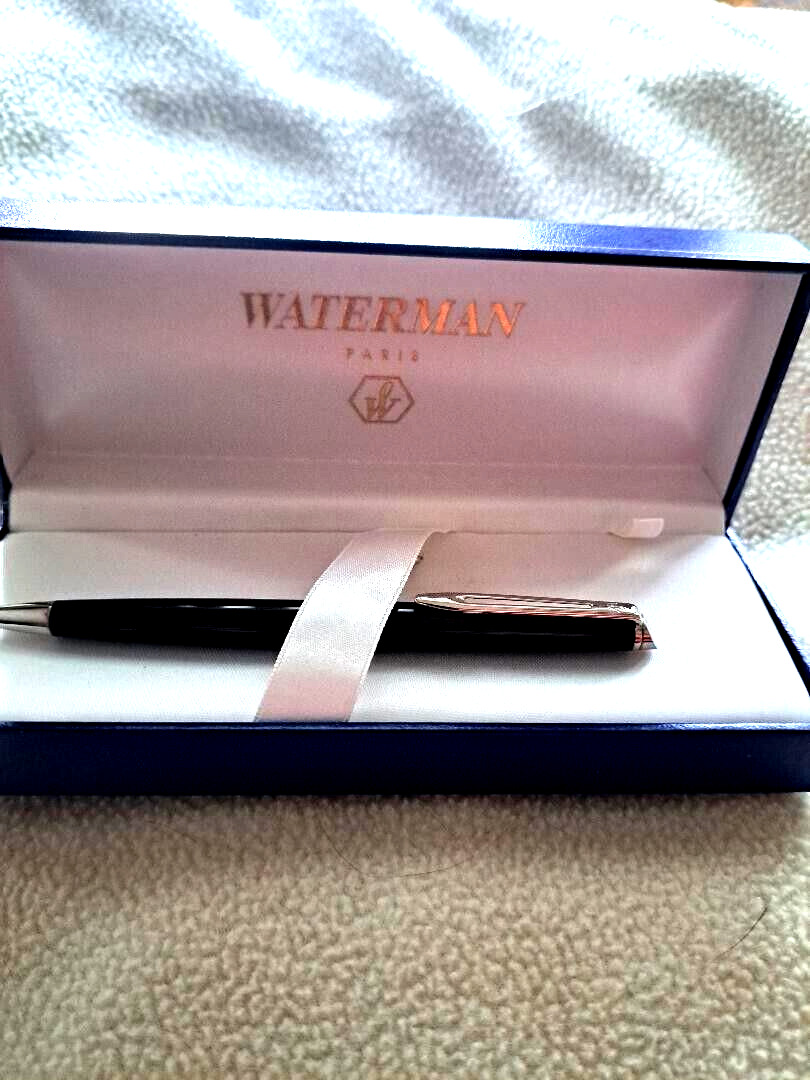 Vintage Waterman Paris Ballpoint Pen w/box Black/ Gold with Black Ink