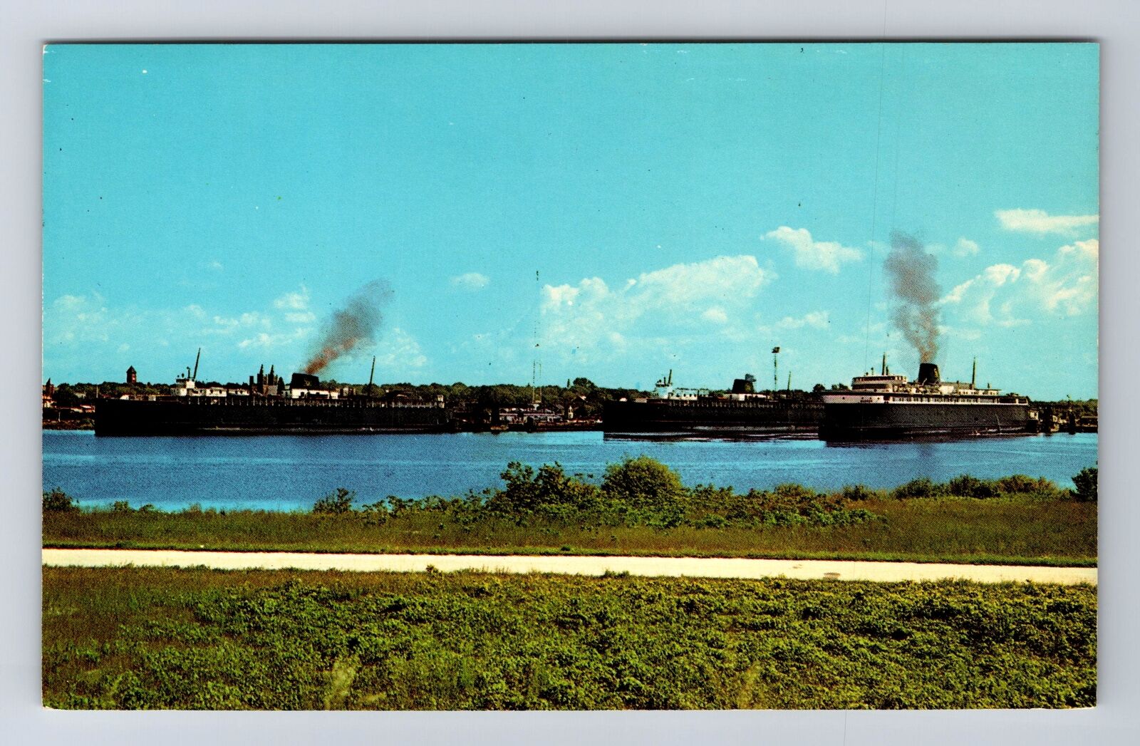 Ludington MI-Michigan, Car Ferries At Ludington Harbor, Vintage Postcard