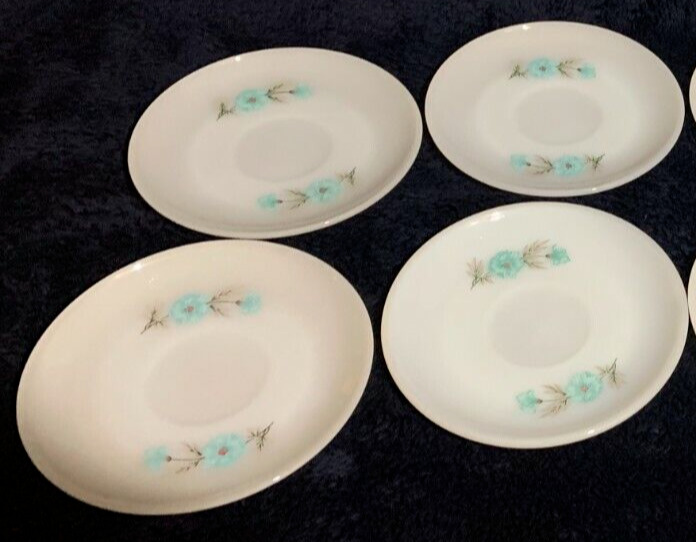 Vtg Set of 4 Bonnie Blue Flower Saucers 6\
