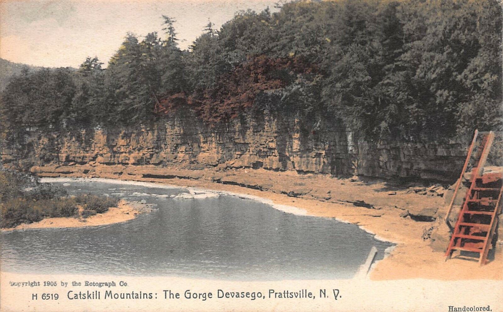 Gorge Devasego, Prattsville, Catskill Mtns., N.Y., 1910 Hand Colored Postcard