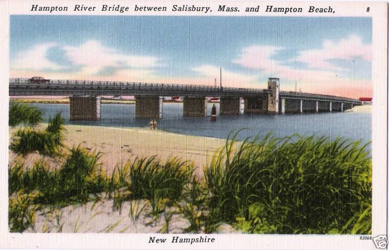Postcard NH Hampton Beach Bridge Salisbury Mass MINT