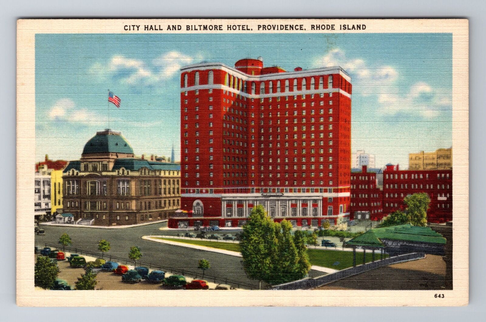 Providence RI-Rhode Island, City Hall, Biltmore Hotel, Antique Vintage Postcard