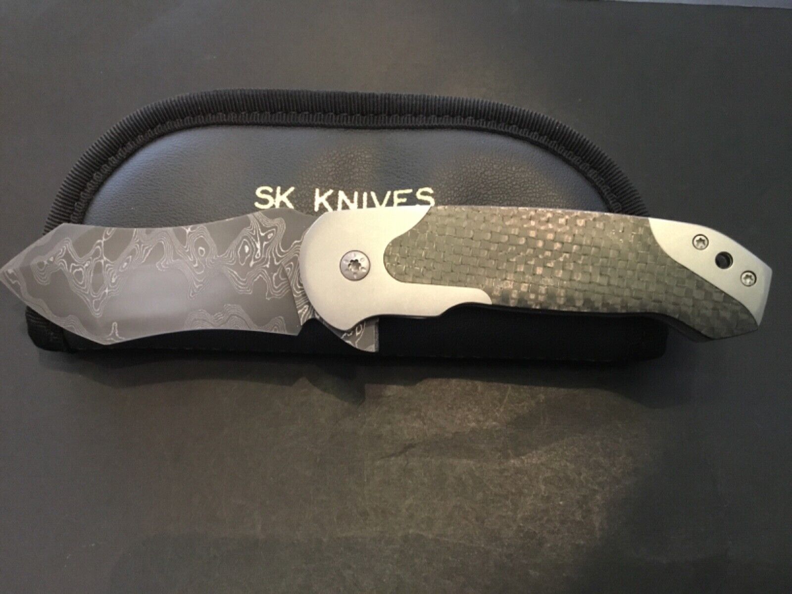Steven Kelly Custom Damascus Collision Flipper Folder Folding Knife
