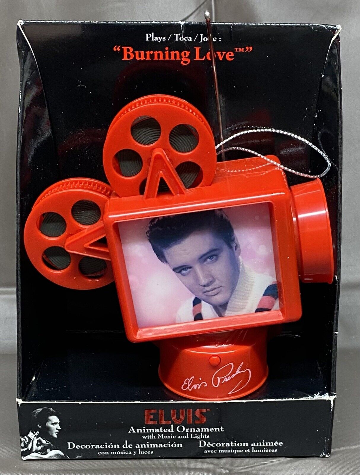 Elvis Presley Projector Animated Ornament Plays Burning Love