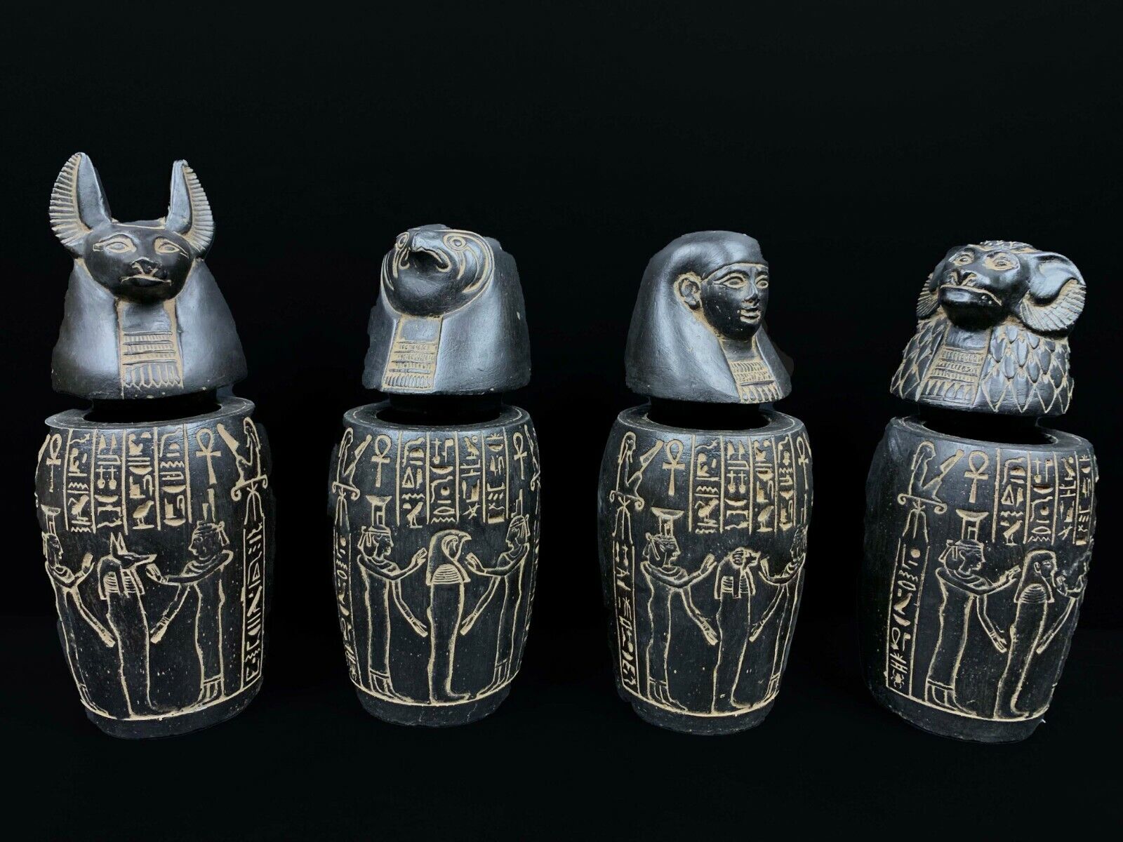 Marvelous Canopic jars - The Four fantastic Canopic Jars made for you