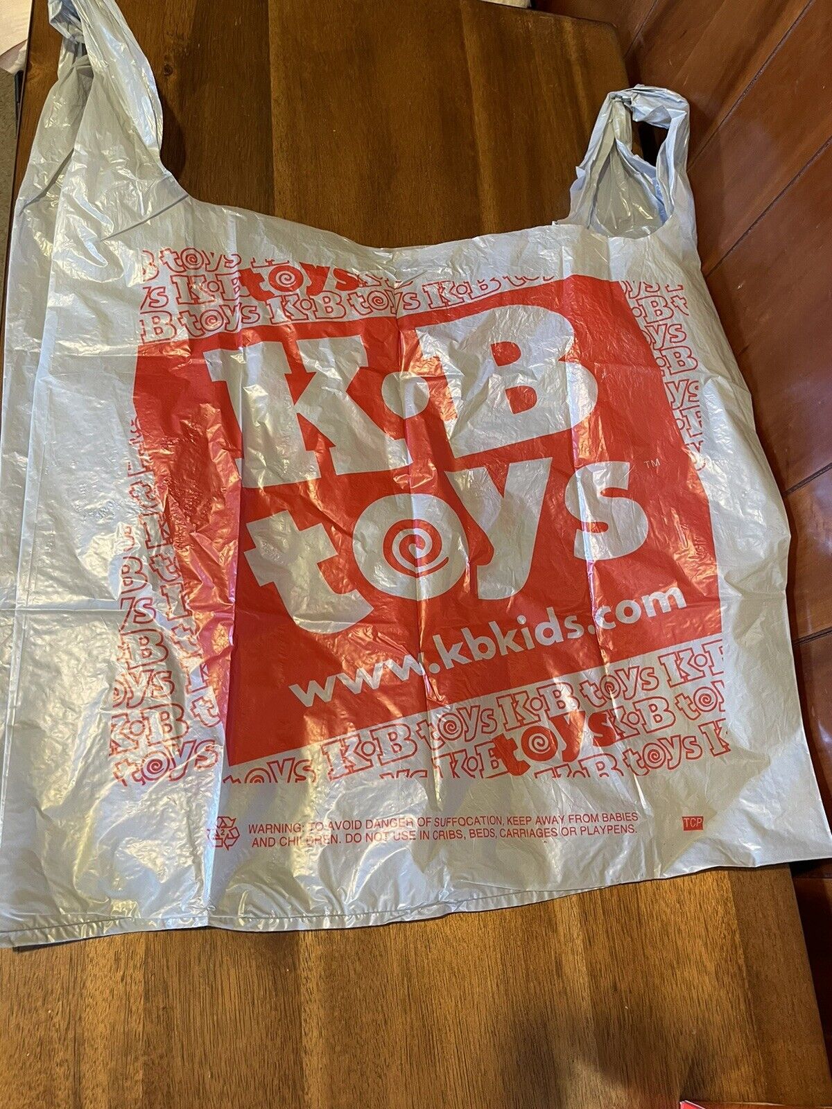 KB Toys plastic bag vintage toy store large gray 24 inches long