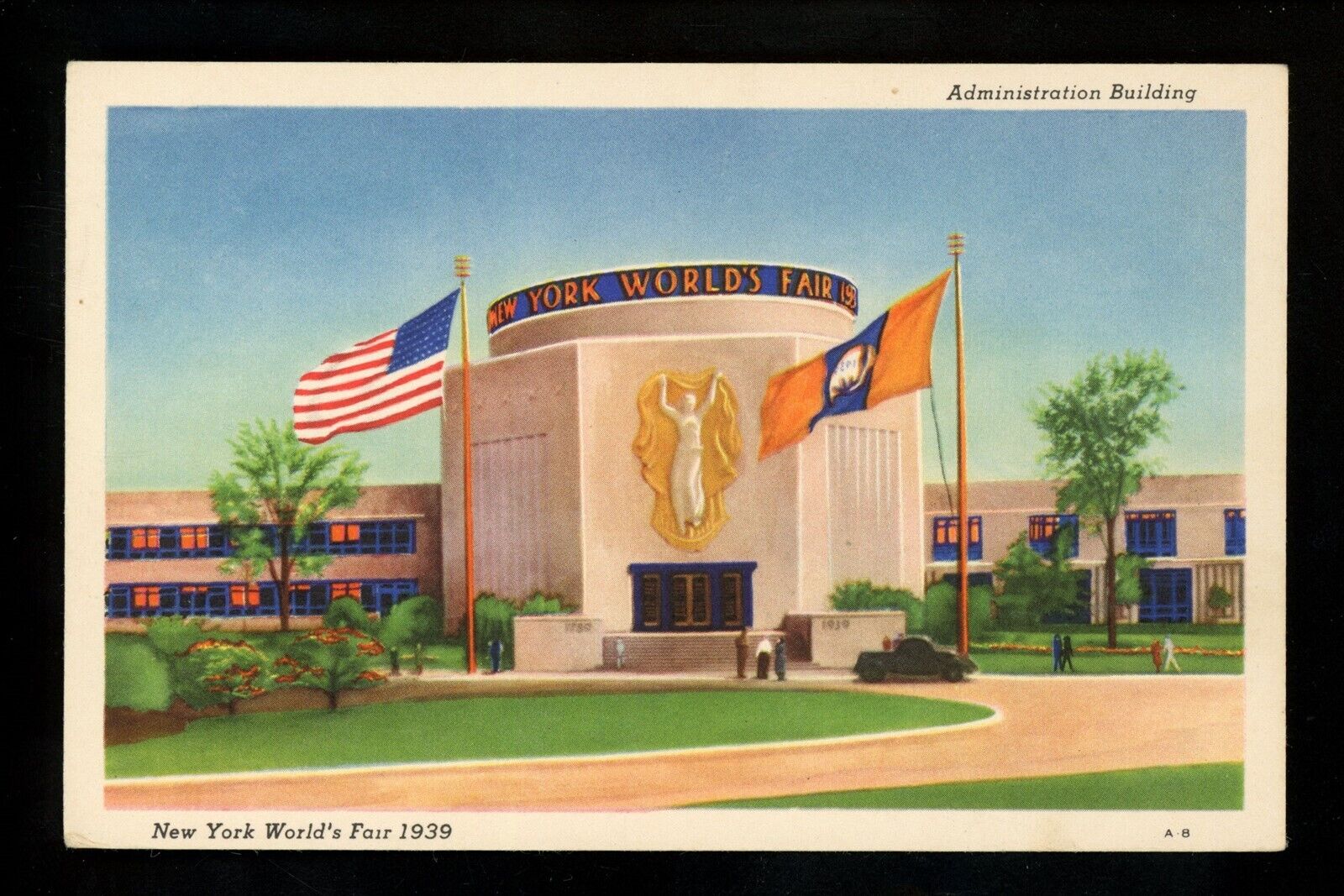 Exposition postcard New York World\'s Fair 1939 NY Administration Bldg linen 