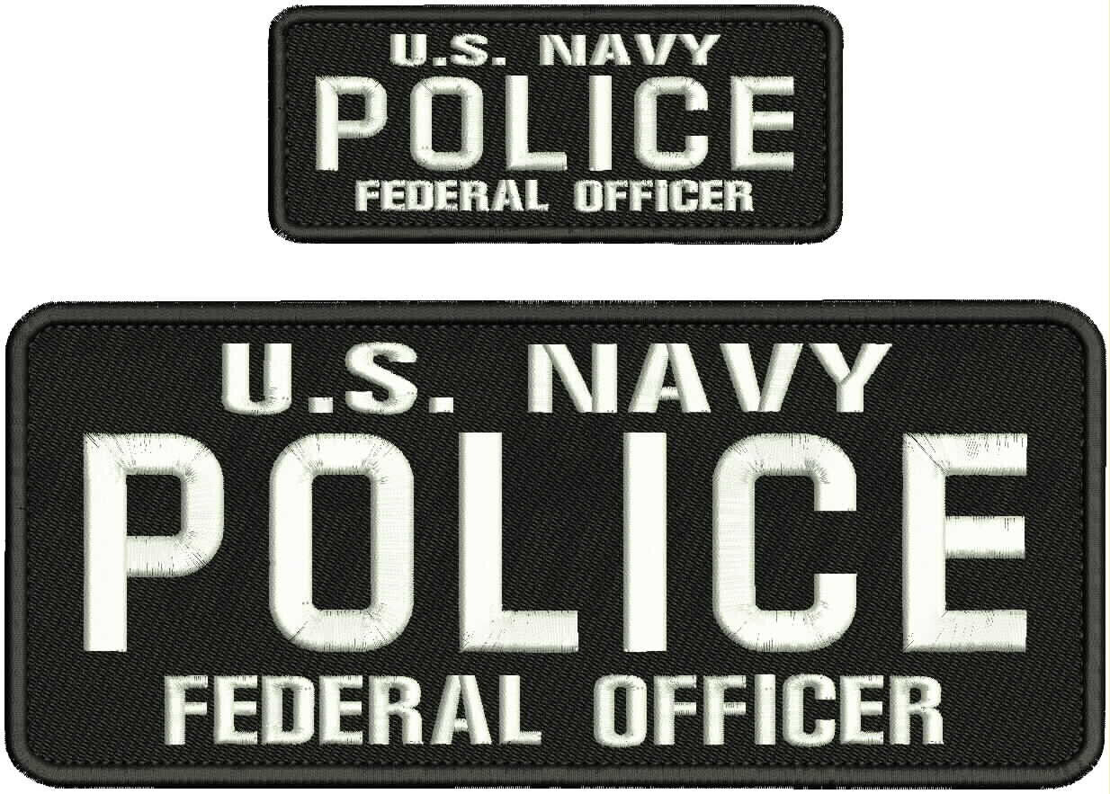 U.S. Navy Police Federal Officer Embroidery Patch 4X10(&)2X5 Hook ON BACKblk/WHI