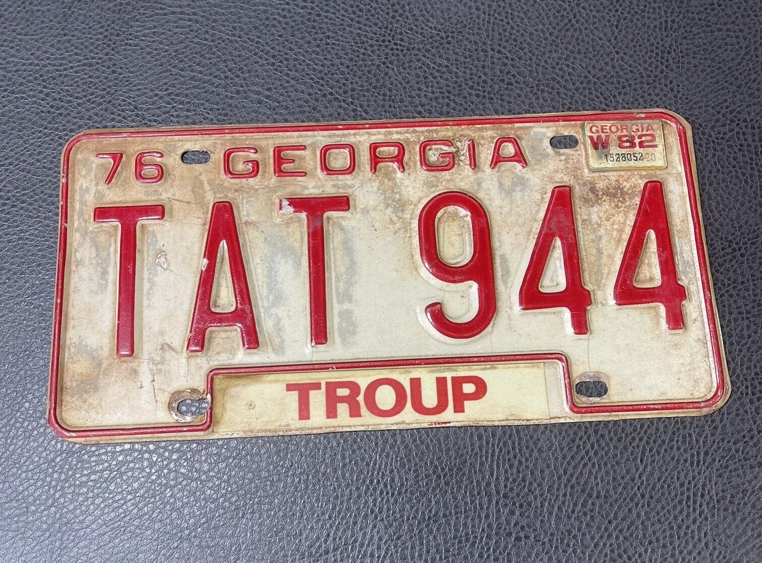 Vintage 1976-82 Georgia License Plate Troup County Lagrange