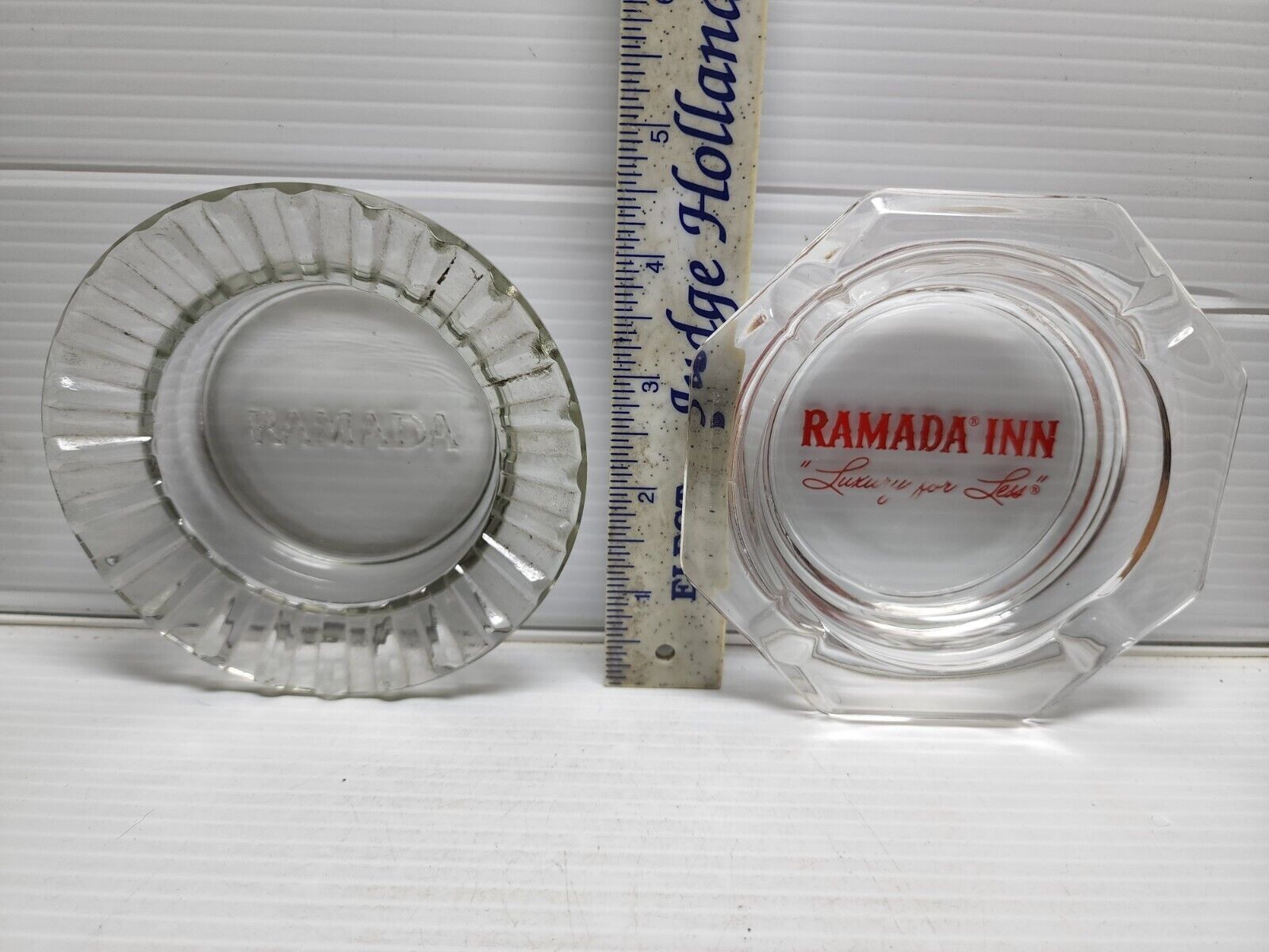 Vintage Lot of 2 Hotel Glass Ashtray Ramada Inn Worldwide Lodging No Chips