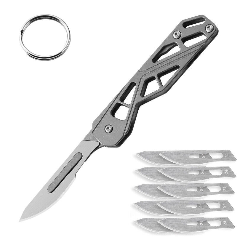 Pocket Folding Keychain Utility Knife Paper Cutter Scalpel Blade Camping EDC