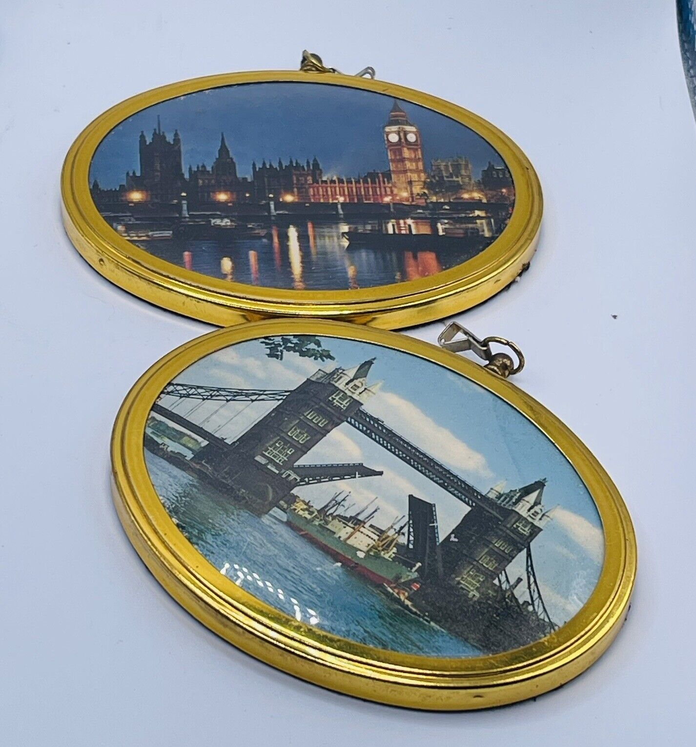London Bridge Big Ben Souvenir Small Wall Art Framed 4.5” x 3” Set Of Two Framed