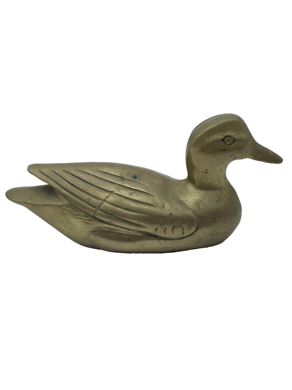 Vnt MCM Solid Brass Duck Figurine Figure 7.75\