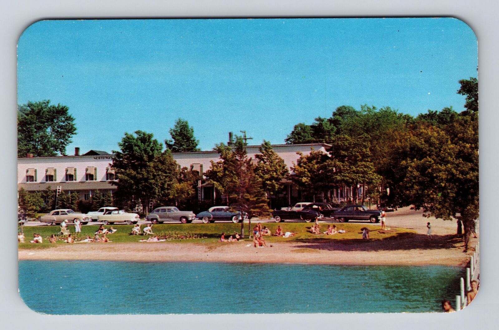 Beulah MI-Michigan, Crystal Lake, Northway Hotel, Advertising, Vintage Postcard