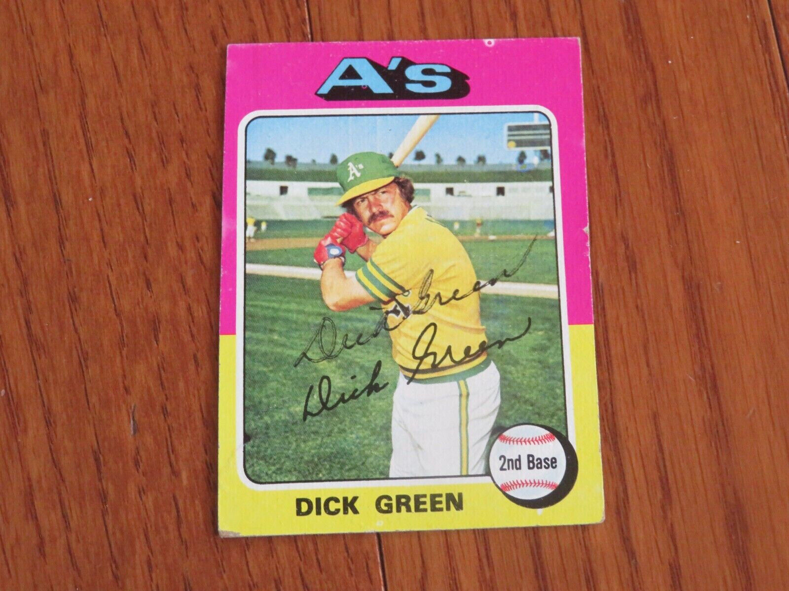 Dick Green Autographed Hand Signed Card 1975 Topps Oakland A\'s