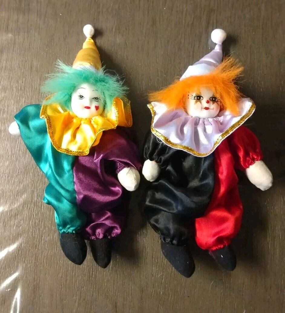 Vintage K's Collection Clowns Lot Of 2 Porcelain Clowns/Jester's 11