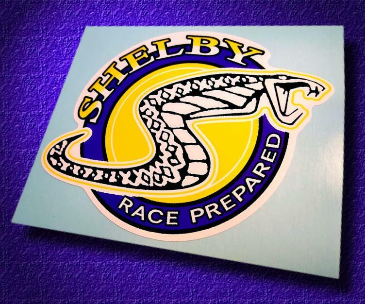 SHELBY • RACE PREPARED • Vintage Style Logo Sticker • Carroll Shelby • Decal