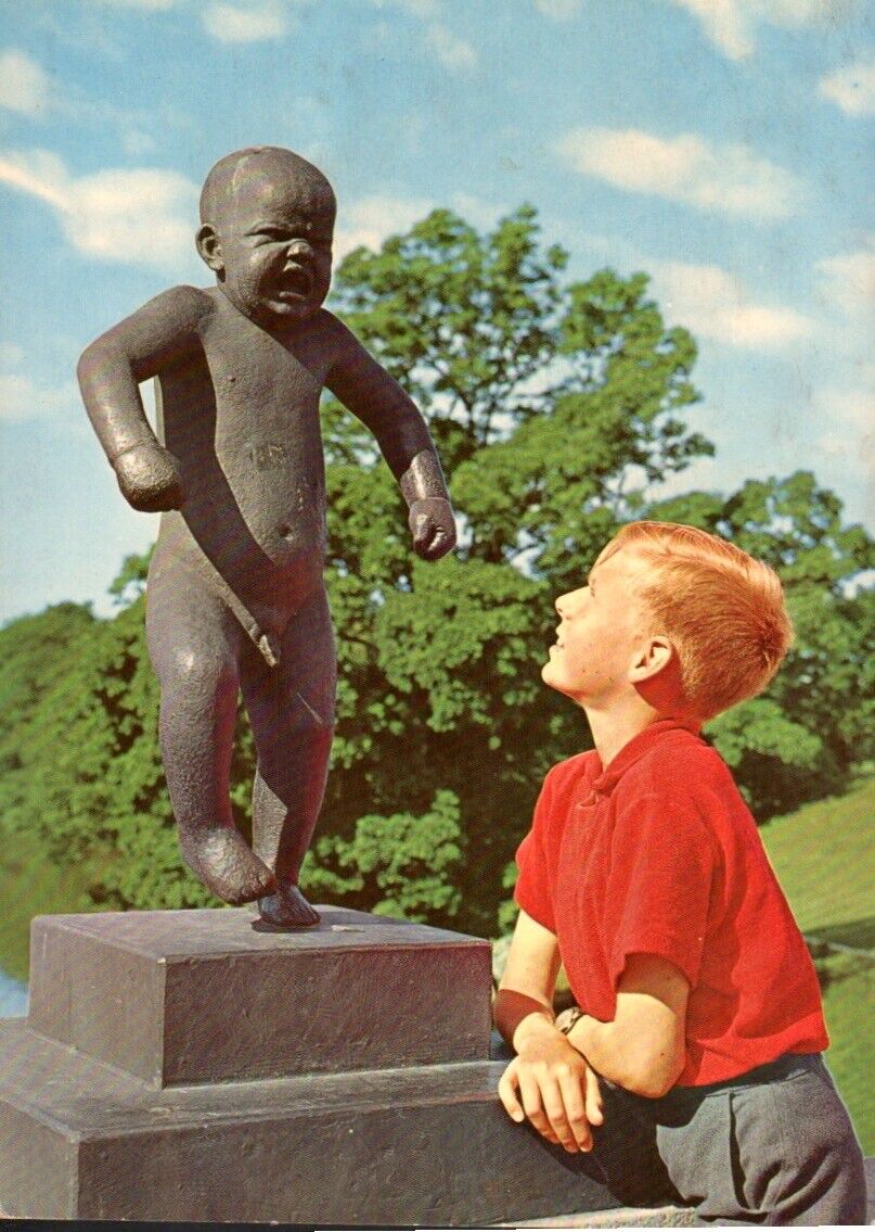 Postcard, Norway The Vigeland Park, Why so angry? The mind tag, Bronze Sculpture