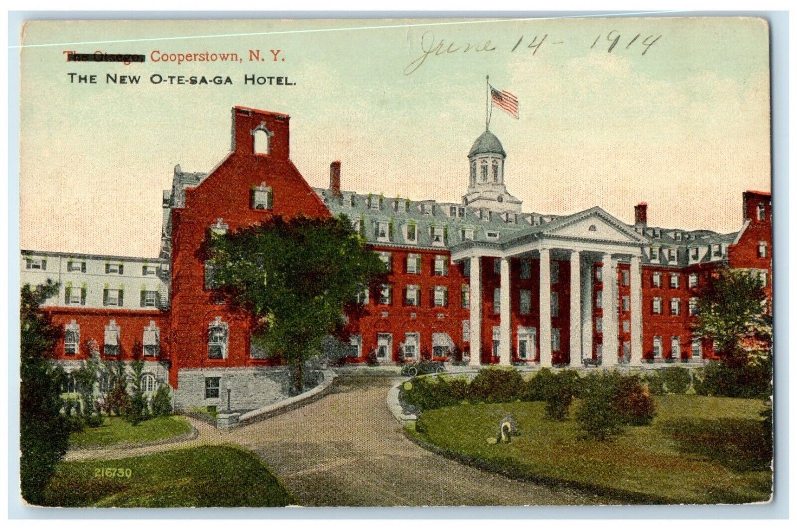 c1910 The Otsega Hotel Exterior Building Cooperstown New York Vintage Postcard