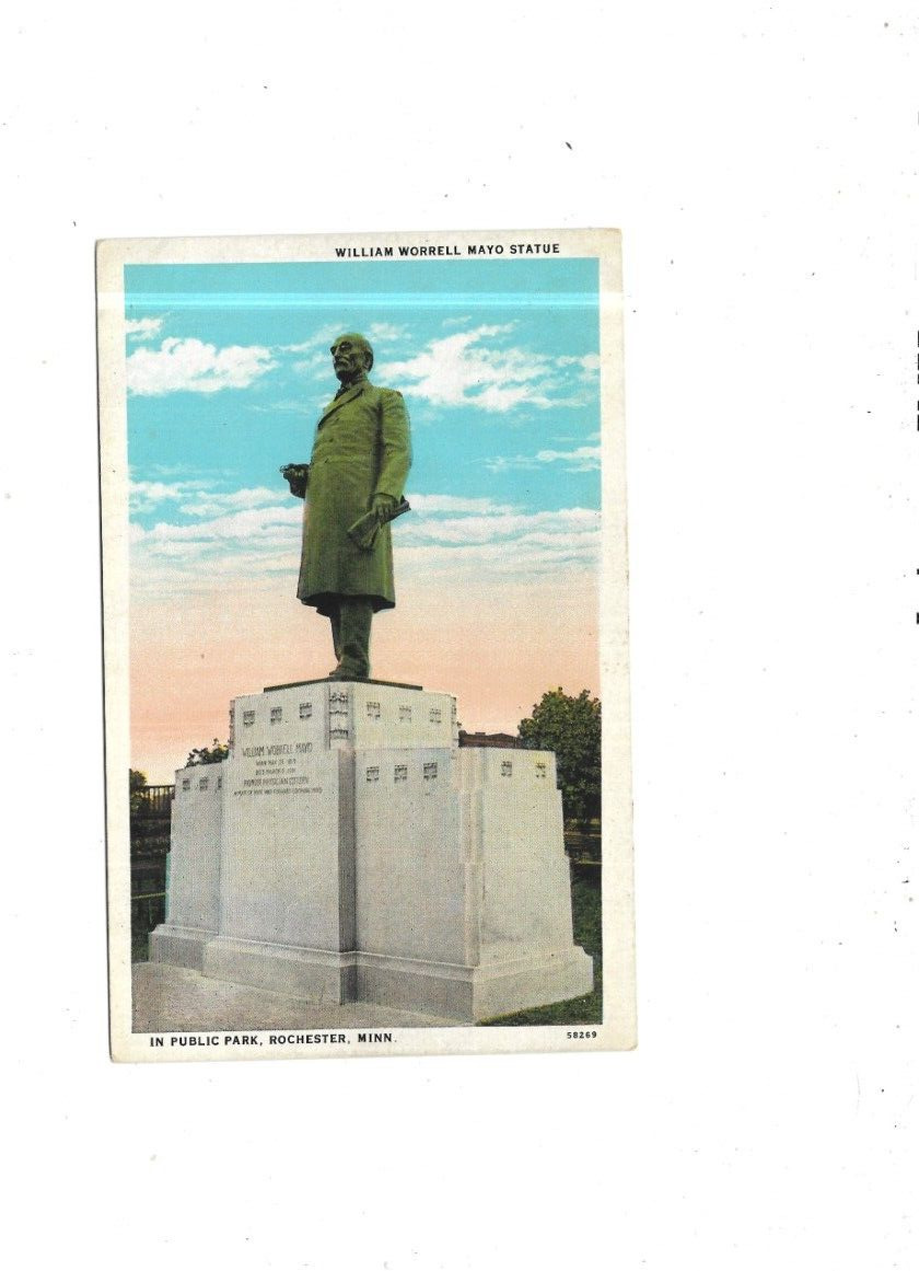 Vintage Postcard William Worrell Mayo Statue Rochester MINN