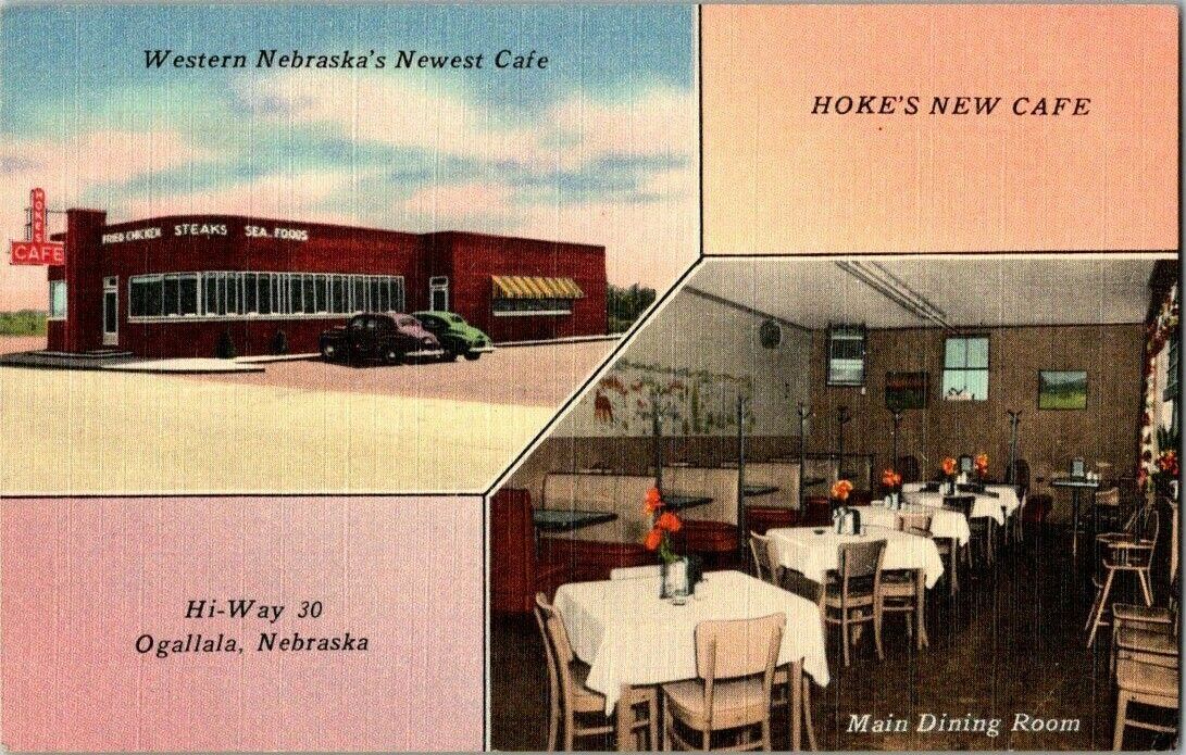 1940\'S. HOKE\'S NEW CAFE. OGALLALA, NEBRASKA. POSTCARD CK2