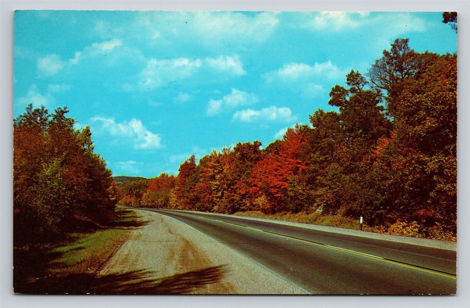 Fall Majesty Autumn Leaves Country Road Vintage Postcard John V. Pontiere Unused
