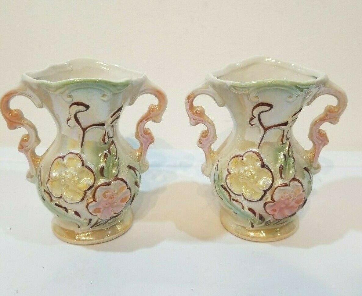 Vintage Pair Of Porcelain Lusterware 5\