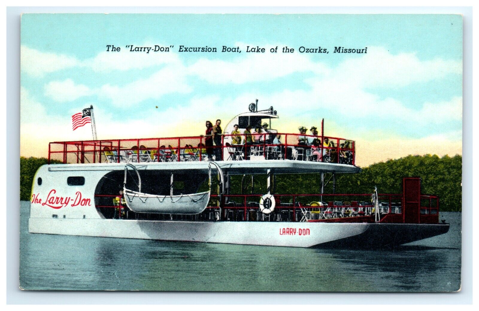 Postcard Larry Don Excursion Boat Lake of Ozarks Missouri c1950s Chrome Unposted
