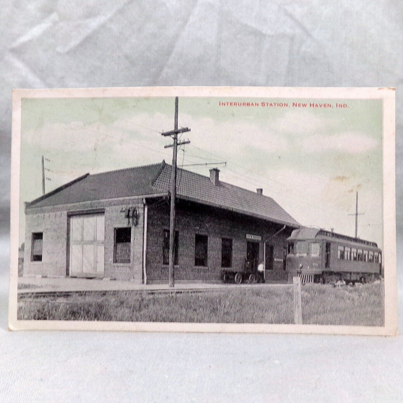 Vtg Postcard Divided Back Interurban Station New Haven Indiana Posted 1925