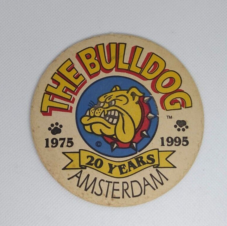THE BULLDOG IN AMSTERDAM BEER COASTER: 1975 - 1995 20 year anniversary