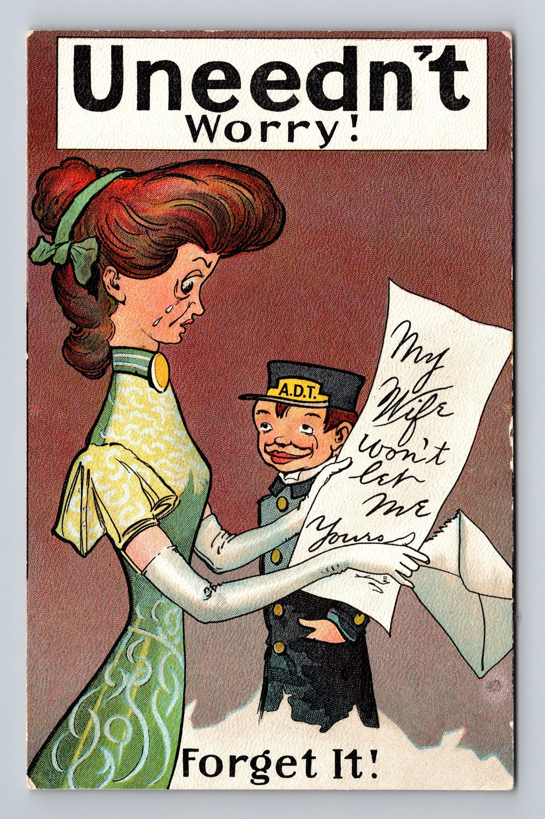 c1910s Postcard Uneedn\'t Worry Forget it Romantic Humor