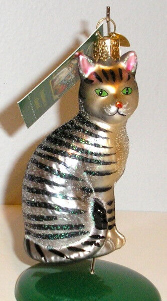2019 OLD WORLD CHRISTMAS - TABBY CAT - BLOWN GLASS ORNAMENT - NEW