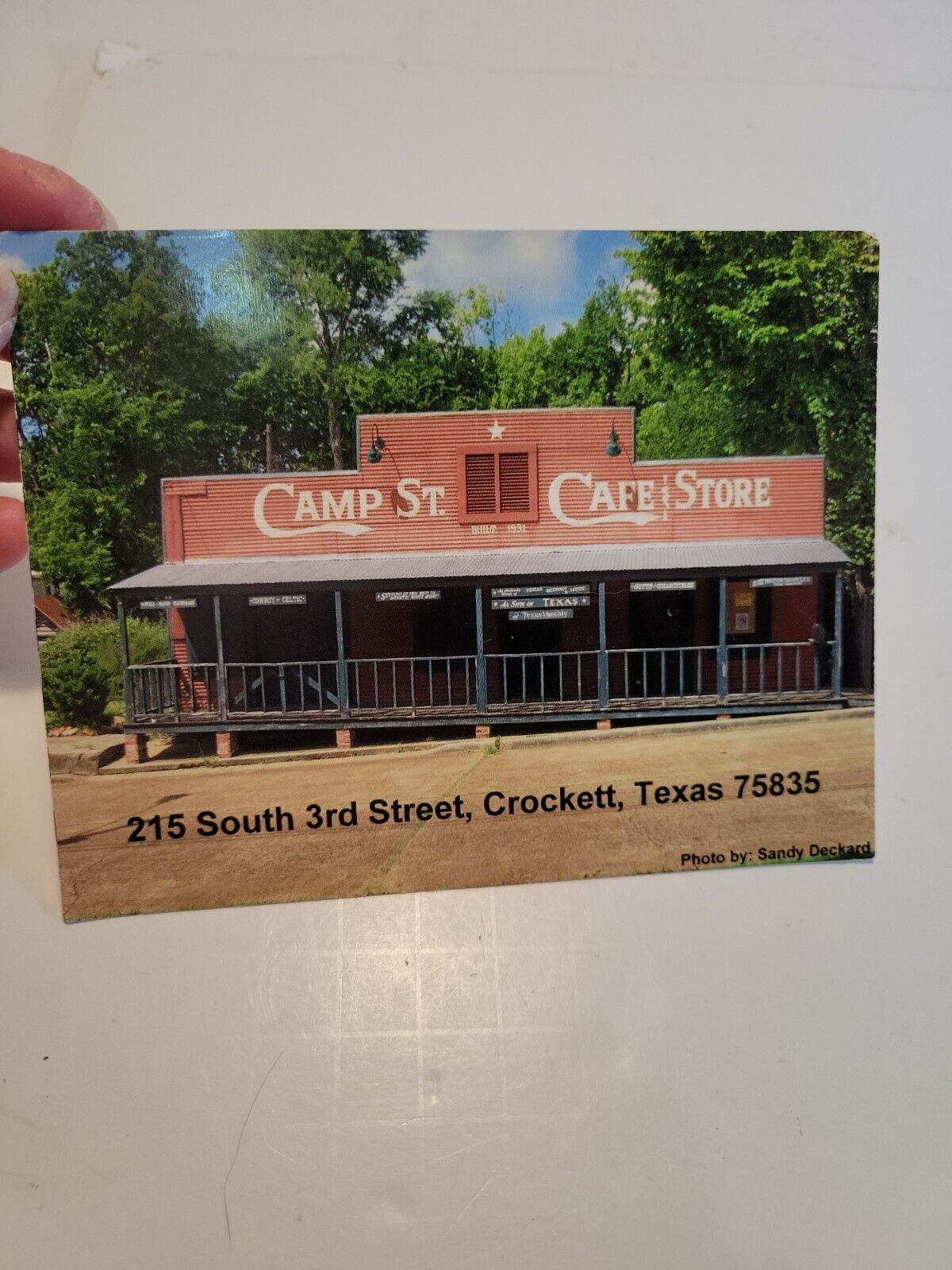 Postcard Crockett Texas Camp Street Cafe Store Photo Sandy Deckhard
