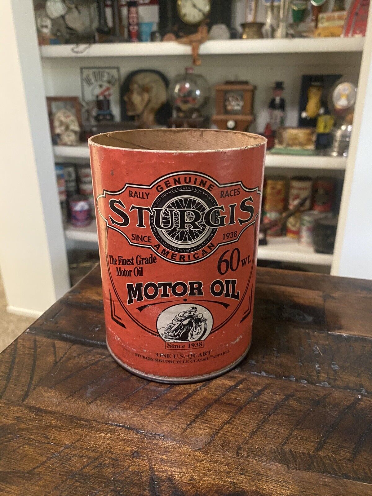 Vintage Sturgis Oil Can Empty Open Top