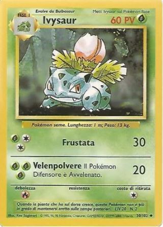 Pokemon Ivysaur - 30/102 Base Set - Italian - New