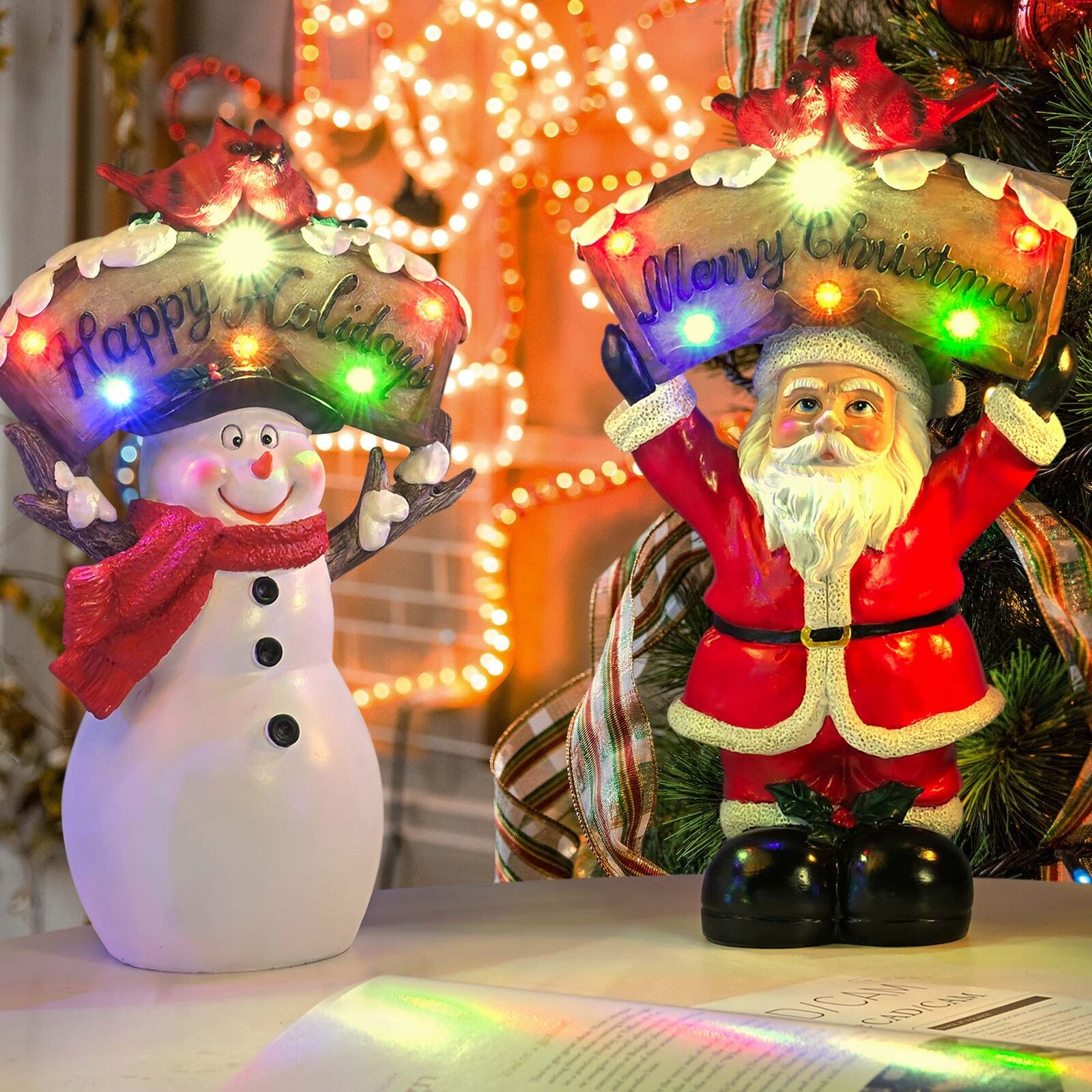 Christmas Tabletop Decoration Snowman & Santa Home Party Wedding Decor 2Pcs