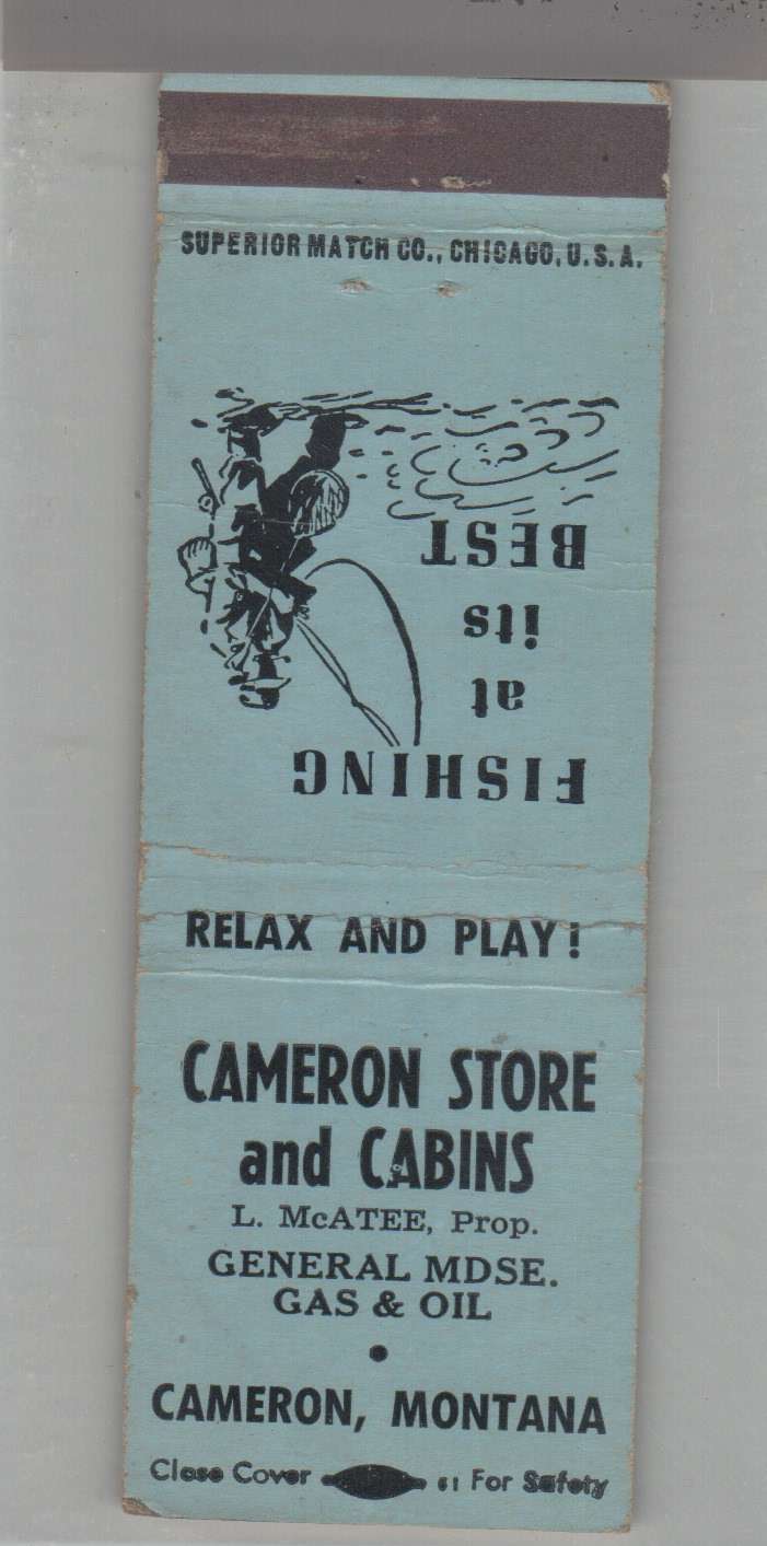 Matchbook Cover - Montana - Cameron Store and Cabins Cameron, MT