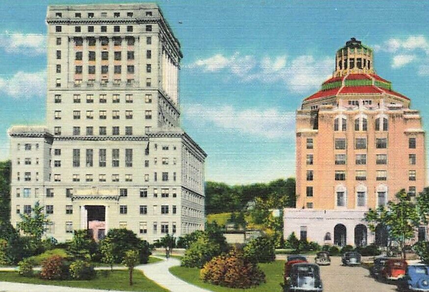 c1930s-40s Buncombe County Court House City Hall Linen Asheville NC P354