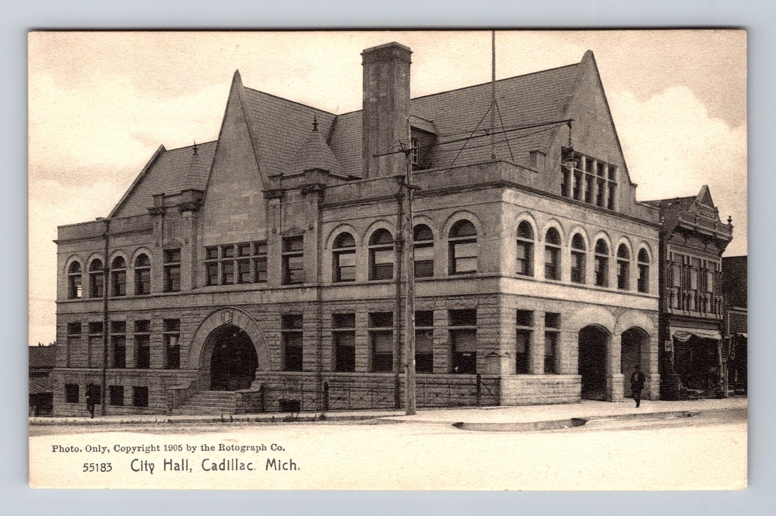Cadillac MI-Michigan, City Hall, Antique, Souvenir, Vintage Postcard