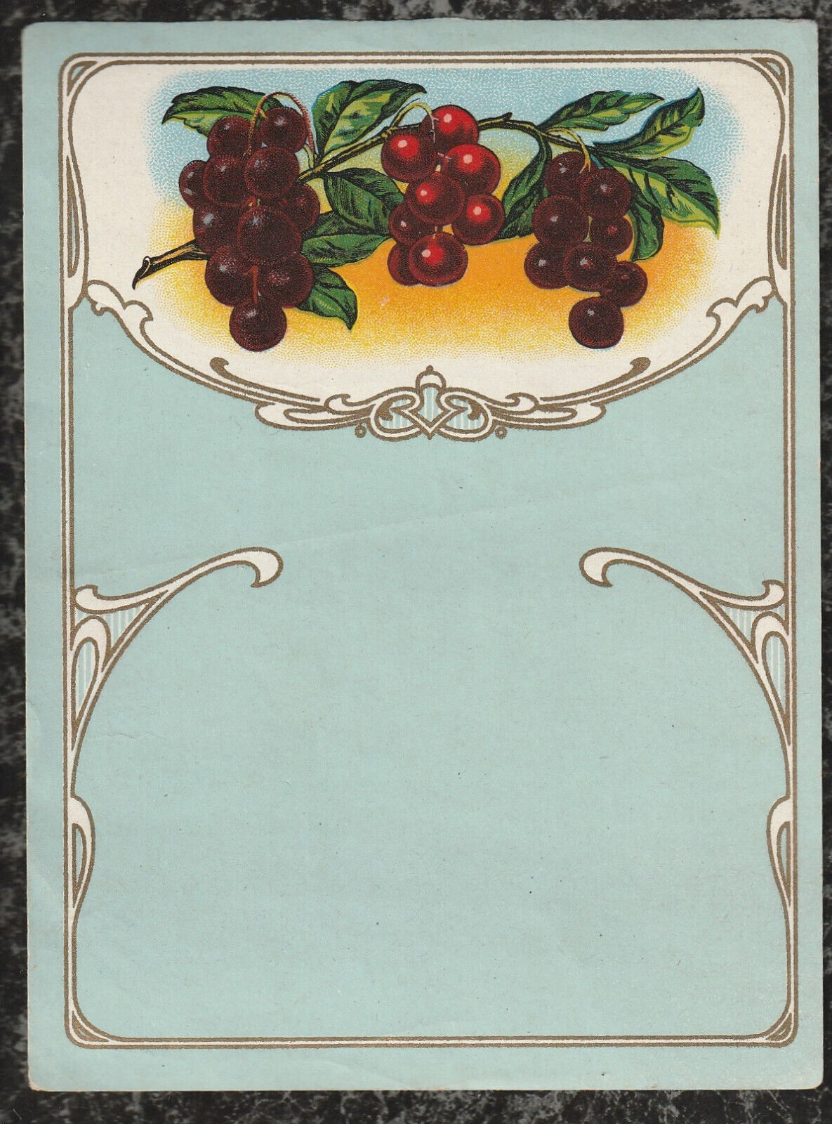 Antique Victorian Era Unbranded Label Cherries 5.25 x 4