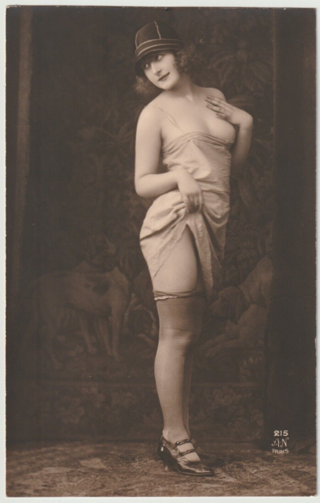 Original French real photo postcard risqué erotic nude study 1910 RPPC pc #893