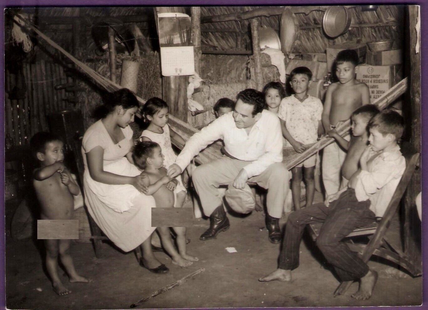 El Salvador President Jose Maria Lemus Visiting the Poor Vintage Photo