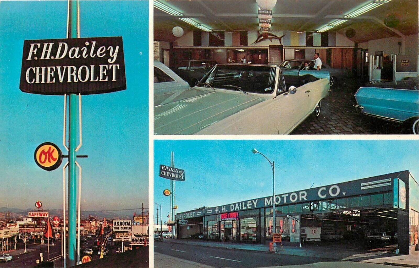 Postcard 1950s California Oakland Daily Motor Multi View auto dealer CA24-4701
