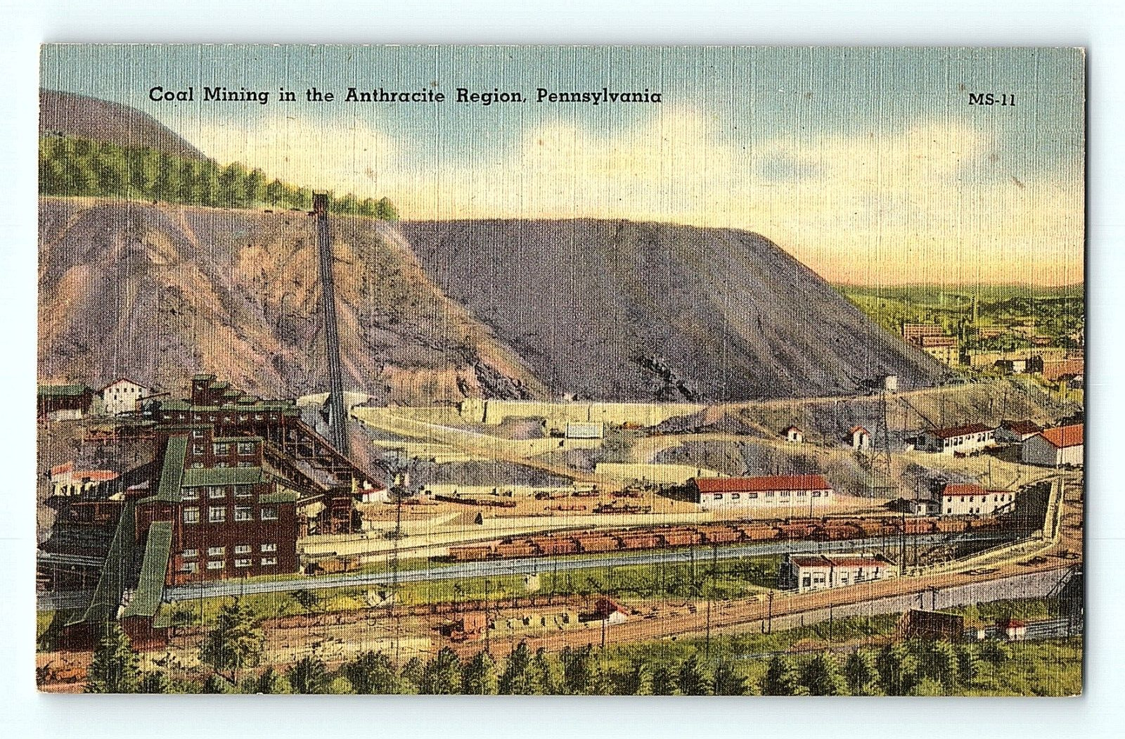 Coal Mining Anthracite Region Pennsylvania Aerial Birds Eye Vintage Postcard E1