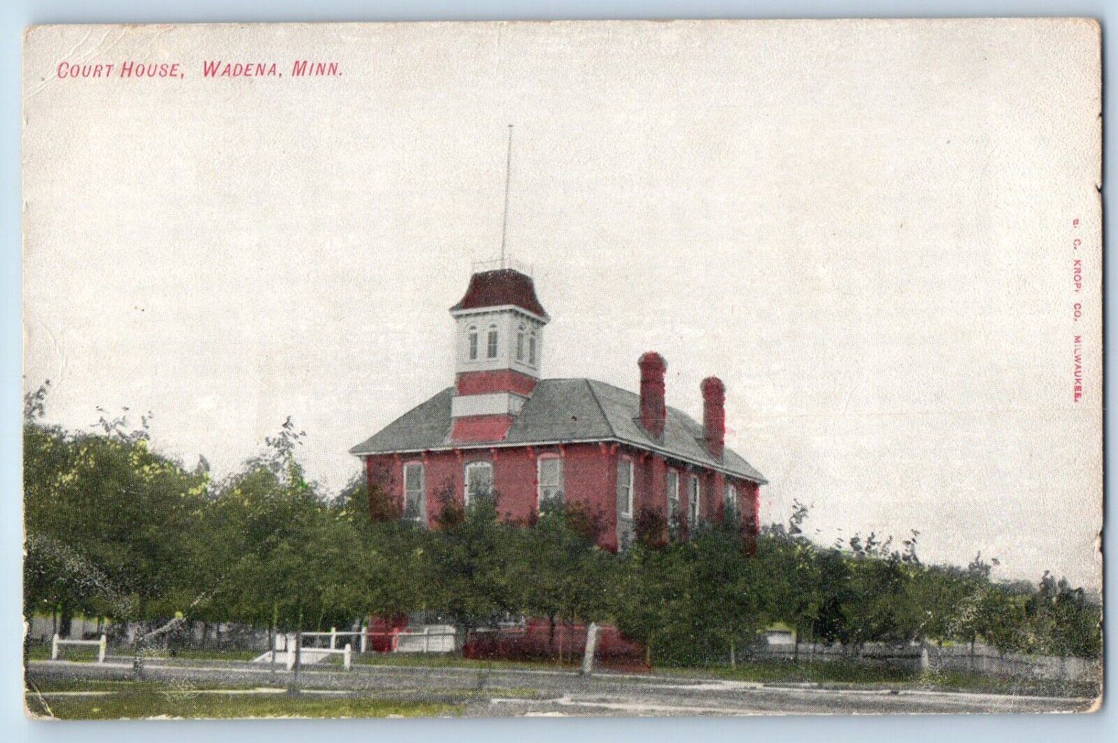 Wadena Minnesota Postcard Court House Building Exterior View 1910 Vintage Posted